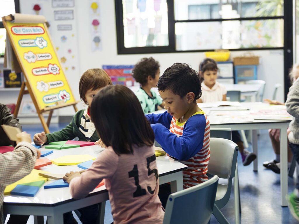 diverse students in early learning classroom